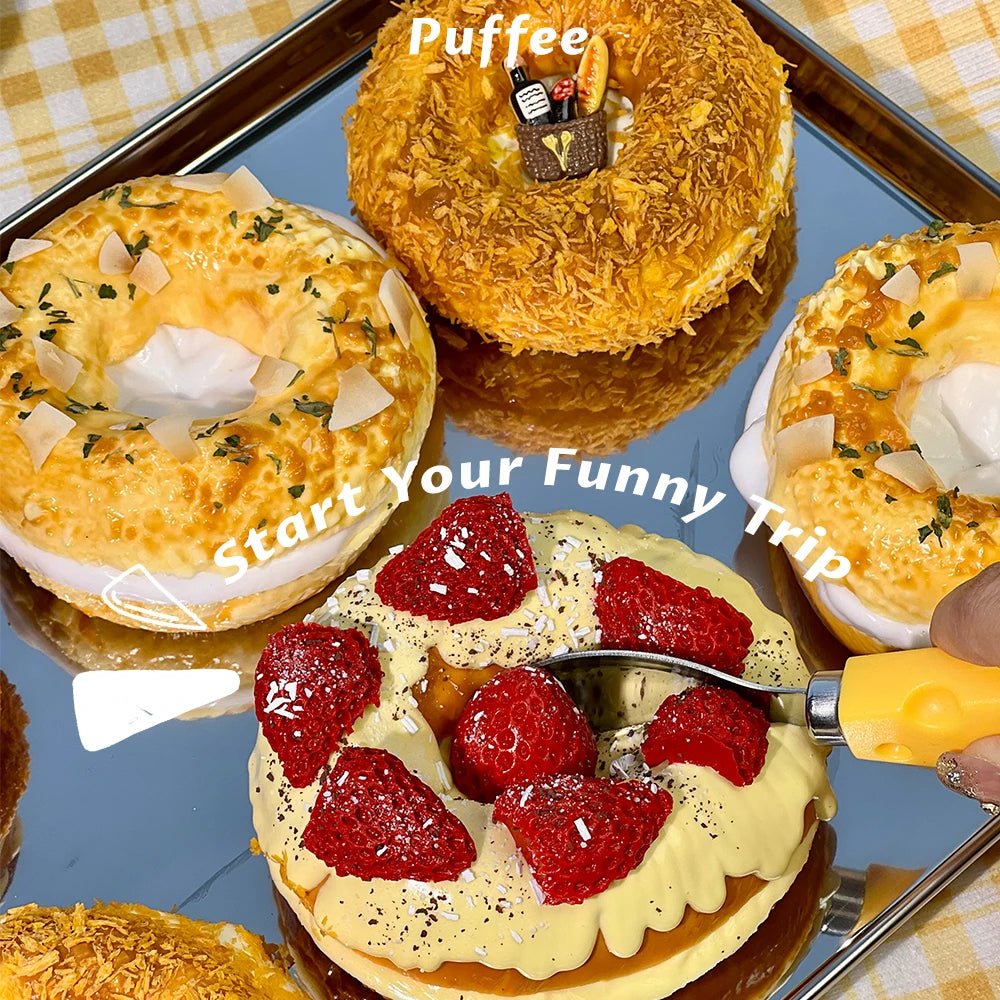 Taba Squishy Bagel Taba Bread Strawberry Crunch Crispy - The Squishy Bake Shop