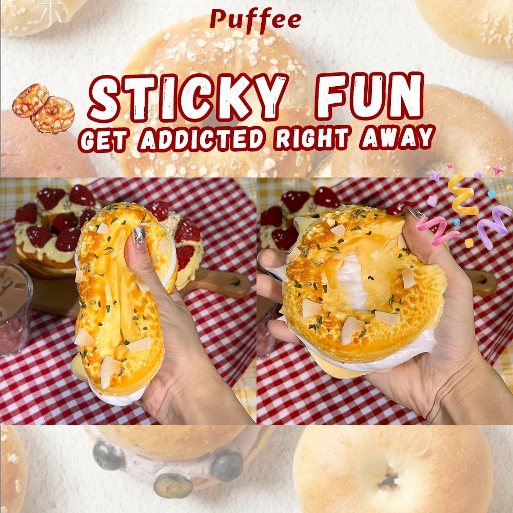 Taba Squishy Bagel Taba Bread Strawberry Crunch Crispy - The Squishy Bake Shop