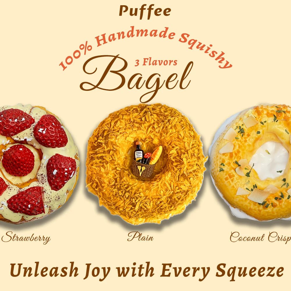 Taba Squishy Bagel Taba Bread Strawberry Crunch Crispy - The Squishy Bake Shop