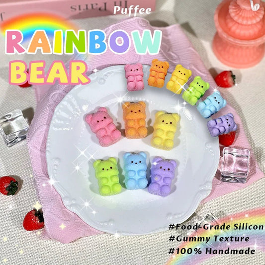 Taba Squishy Rainbow Bear Pastels Taba Gummy Cat - The Squishy Bake Shop