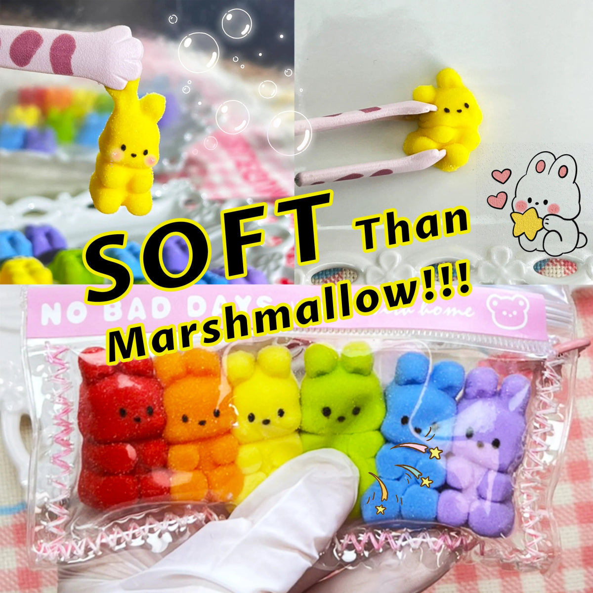 Taba Squishy Rainbow Bunny Puppy Taba Bunny and Puppy - The Squishy Bake Shop