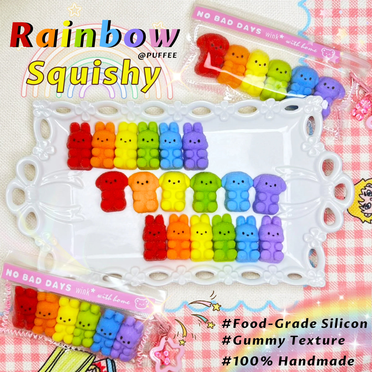 Taba Squishy Rainbow Bunny Puppy Taba Bunny and Puppy - The Squishy Bake Shop