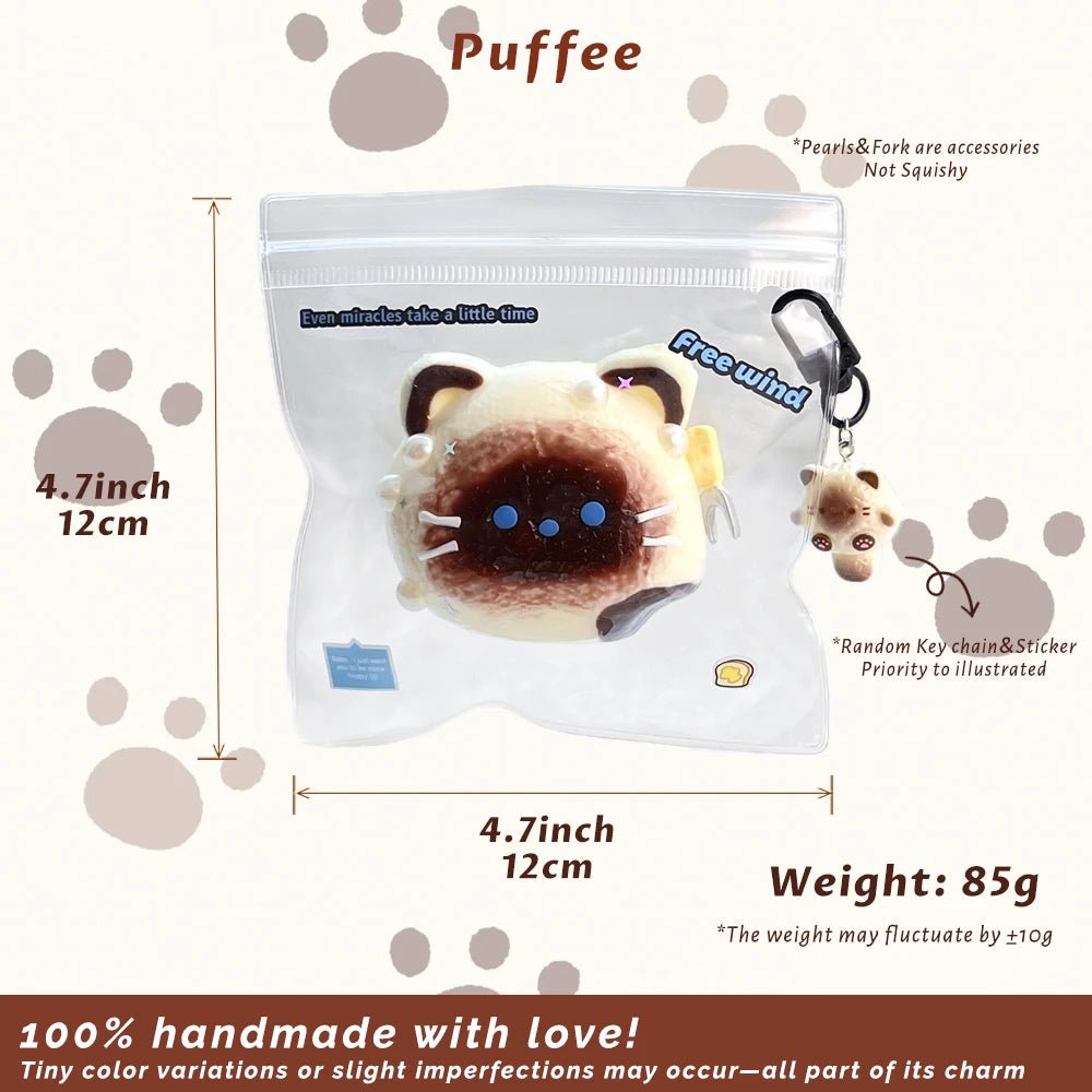 Taba Squishy Siamese Puff Taba Dessert Cat Kitty - The Squishy Bake Shop