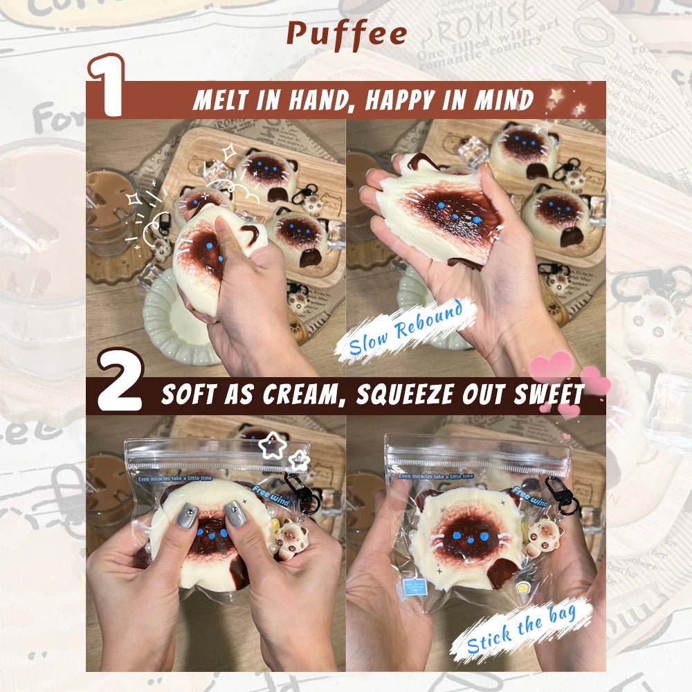 Taba Squishy Siamese Puff Taba Dessert Cat Kitty - The Squishy Bake Shop