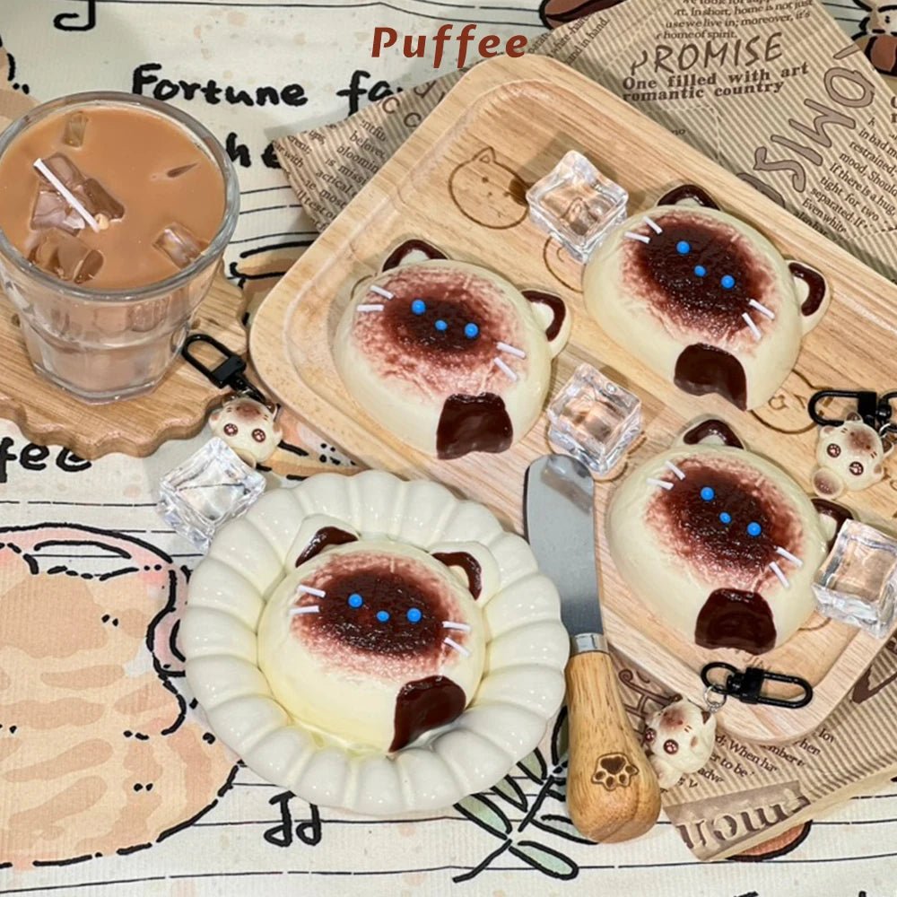 Taba Squishy Siamese Puff Taba Dessert Cat Kitty - The Squishy Bake Shop